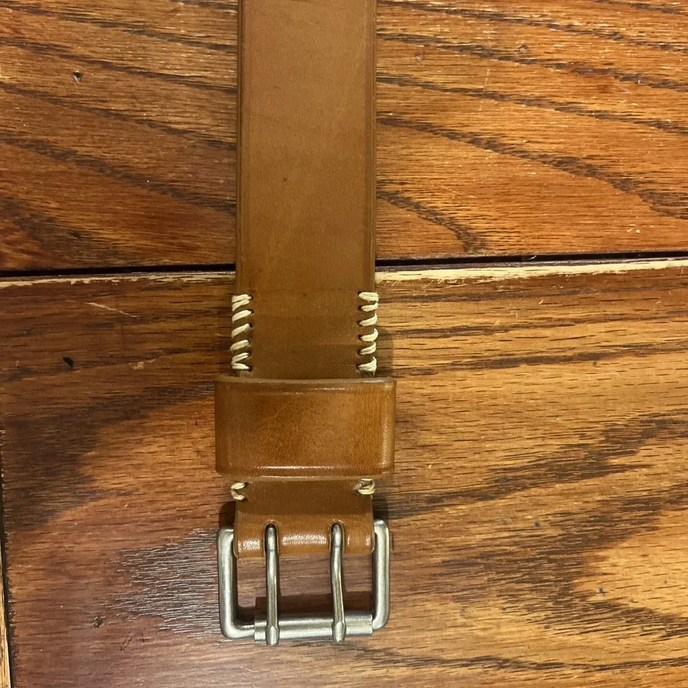 Armani Jeans Made in‎ USA cowboy style braided leather belt tan